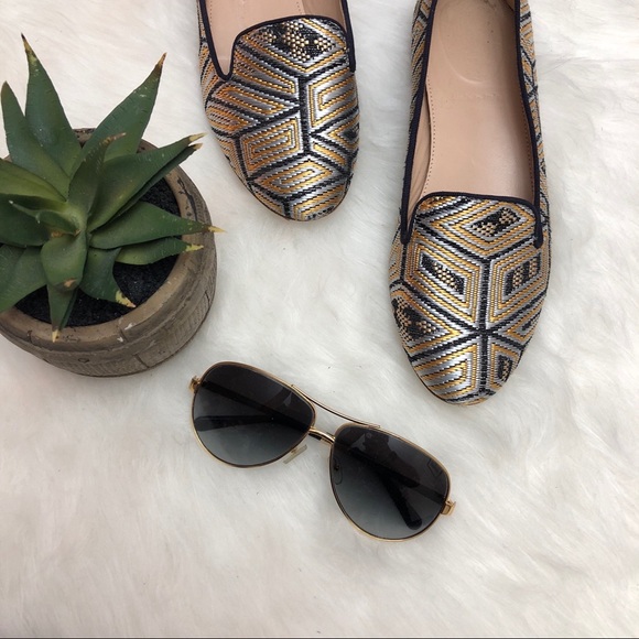 J. Crew Shoes - J. CREW Cleo Metallic Jacquard Loafers